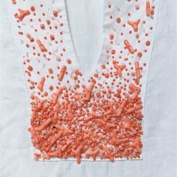 BEATRIZ CAMACHO Coral Party Linen Tunic Top 6 - Picture 3 of 7